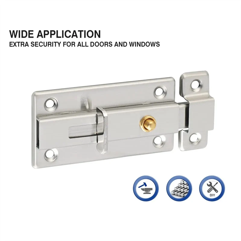 Hella Durable 304 Stainless Steel Hasp Gate Lock With Slide Latch Handle For Shed Barn Door Window Security Rust Free Heavy Duty Hardware Silver Killer Strength Construction For Backyard Fence And Gate Latching Needs Secure Perimeter