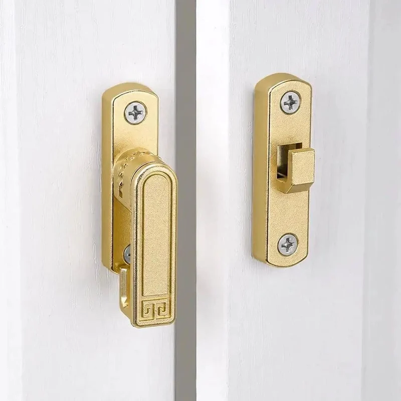 Adjustable Flip Gate Latch Lock For Sliding Barn Doors Heavy Duty Zinc Alloy Build Smooth 90 To 180 Degree Swing Easy Top Bottom Left Right Mounting No Sweat Install Glossy Gold Finish Closet Hardware