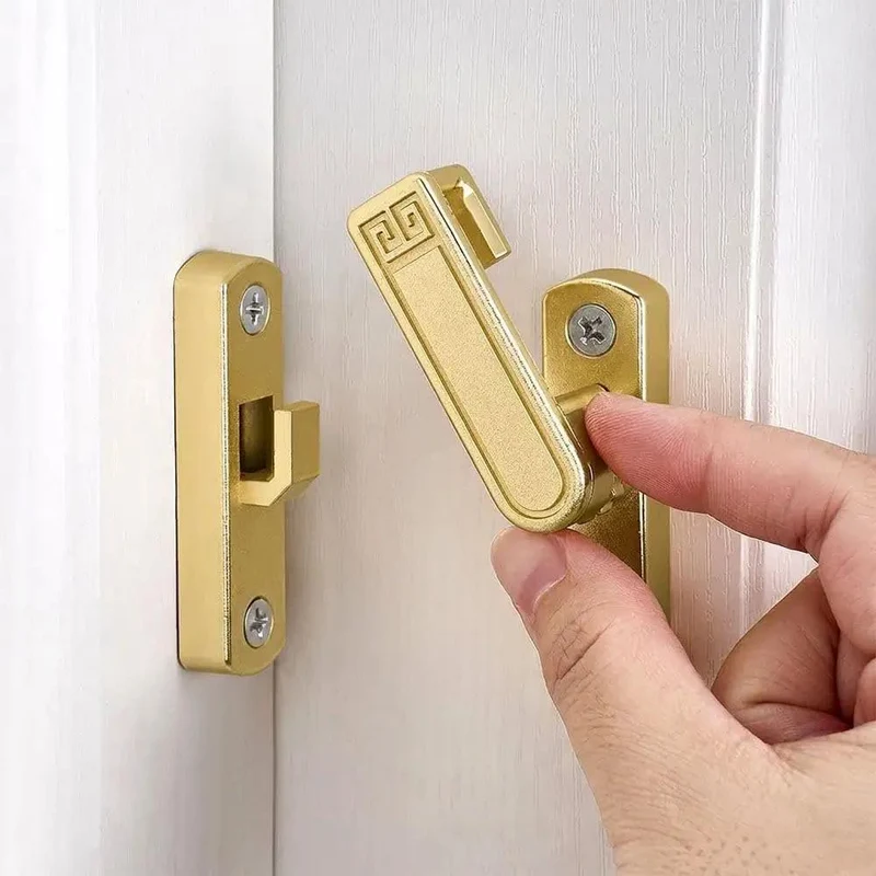 Adjustable Flip Gate Latch Lock For Sliding Barn Doors Heavy Duty Zinc Alloy Build Smooth 90 To 180 Degree Swing Easy Top Bottom Left Right Mounting No Sweat Install Glossy Gold Finish Closet Hardware