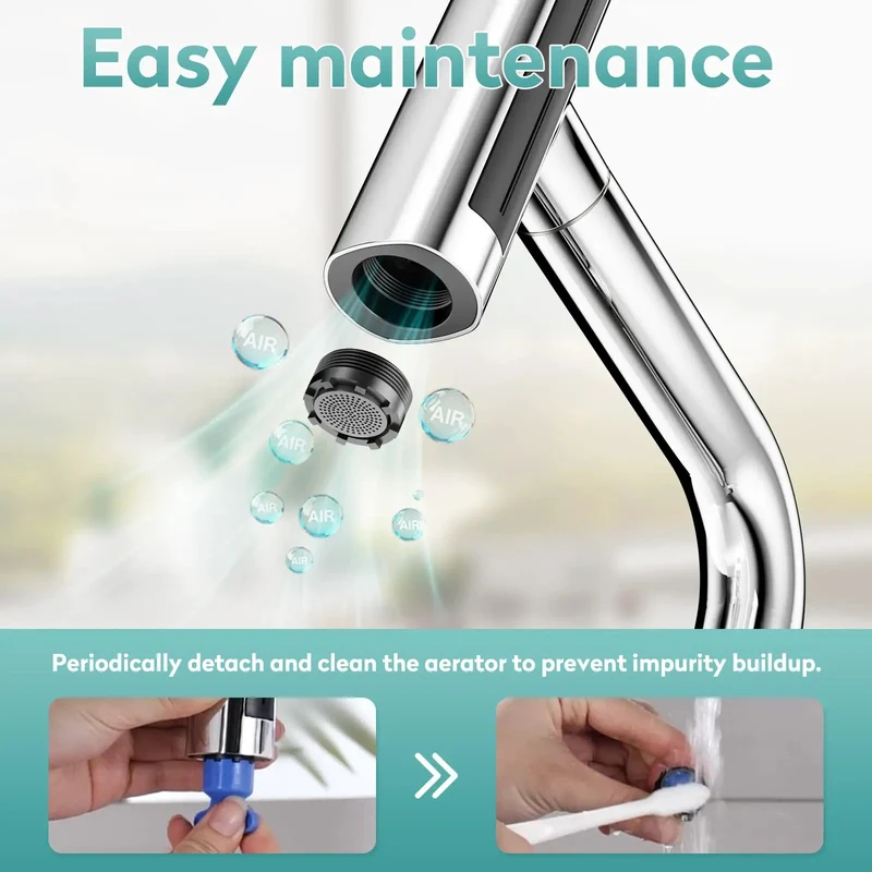 Slick Chrome Kitchen Faucet With Built In Glass Cup Rinser Four Spray Modes Rotating Pressurized Jets Hassle Free Mount Zero Extra Drilling Smooth Daily Use Total Game Changer For Smart Homes