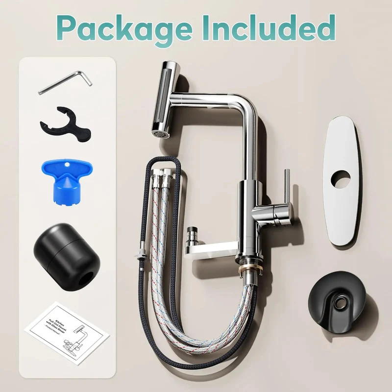 Slick Chrome Kitchen Faucet With Built In Glass Cup Rinser Four Spray Modes Rotating Pressurized Jets Hassle Free Mount Zero Extra Drilling Smooth Daily Use Total Game Changer For Smart Homes
