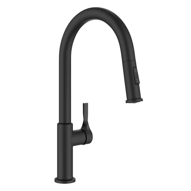 Matte Black Kitchen Sink Faucet With Built In Water Filter Pull Down Sprayer Modern Single Handle Tap Sleek Straight Up Durable Design Easy Snap Install Hella Smooth Water Flow For Daily Cooking Tasks A Total Game Changer
