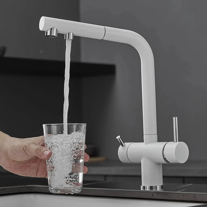 Top Rated 3 Way Kitchen Faucet With Pull Down Sprayer And Heavy Duty Swivel Spout Packed With Built In Water Filter For Crisp Drinking Water Plus Zero Hassle 360 Rotation And Sturdy Chrome Finish For Ultimate Sink Setup Ease