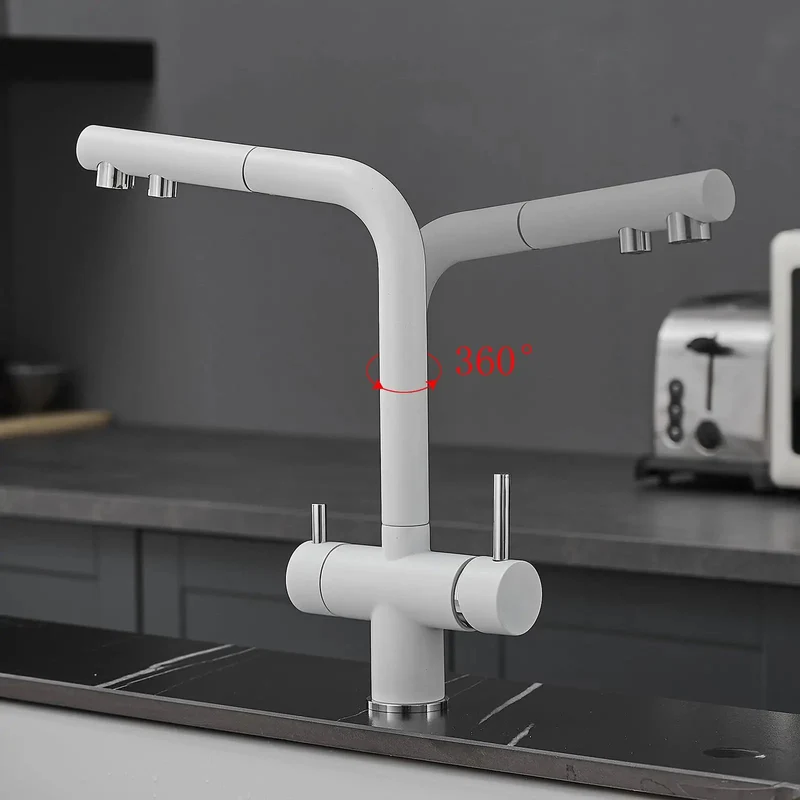 Top Rated 3 Way Kitchen Faucet With Pull Down Sprayer And Heavy Duty Swivel Spout Packed With Built In Water Filter For Crisp Drinking Water Plus Zero Hassle 360 Rotation And Sturdy Chrome Finish For Ultimate Sink Setup Ease
