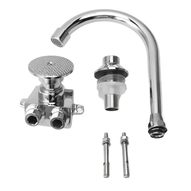 Heavy Duty Copper Foot Pump Kitchen Faucet With Hands Free Foot Control Switch And Flexible Braided Hose For Easy No Touch Water Flow And Spotless Cooking Tasks Make Chores A Breeze
