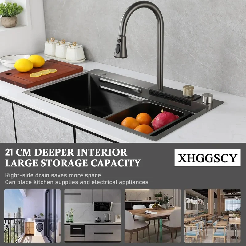 Killer Kitchen Sink Set With Slick Retractable Faucet And Pull Down Spray Head Includes Deep Bowl Basket Strainer Badass Cutting Board And No Hassle Siphon Drain Kit