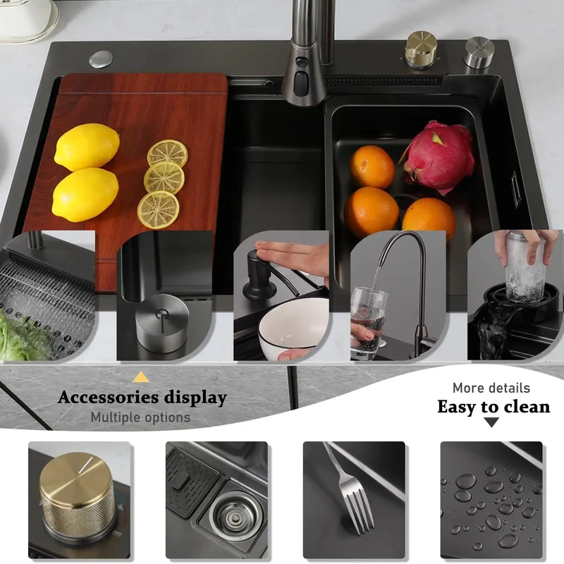 Killer Kitchen Sink Set With Slick Retractable Faucet And Pull Down Spray Head Includes Deep Bowl Basket Strainer Badass Cutting Board And No Hassle Siphon Drain Kit