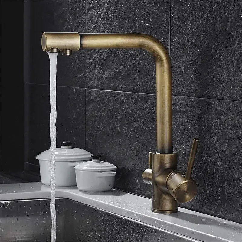 Kick Up Your Kitchen Game With This Heavy Duty Antique Bronze Faucet Boasting A Smooth 360 Rotate Dual Spout Filter Tap For Fresh Clean Drinking Water On Demand