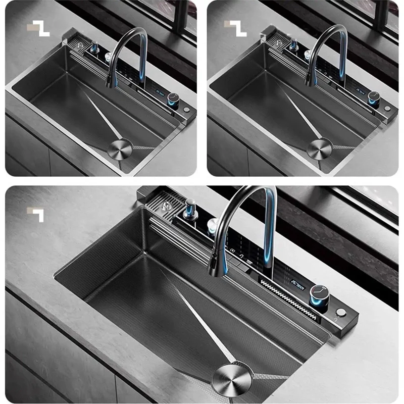 Slick Black Stainless Steel Kitchen Faucet Hella Durable Honeycomb Coated Oil Water Resistant Easy Clean Integrated Sink Setup Modern Cooking Straight Up Quality Top Shelf Performance