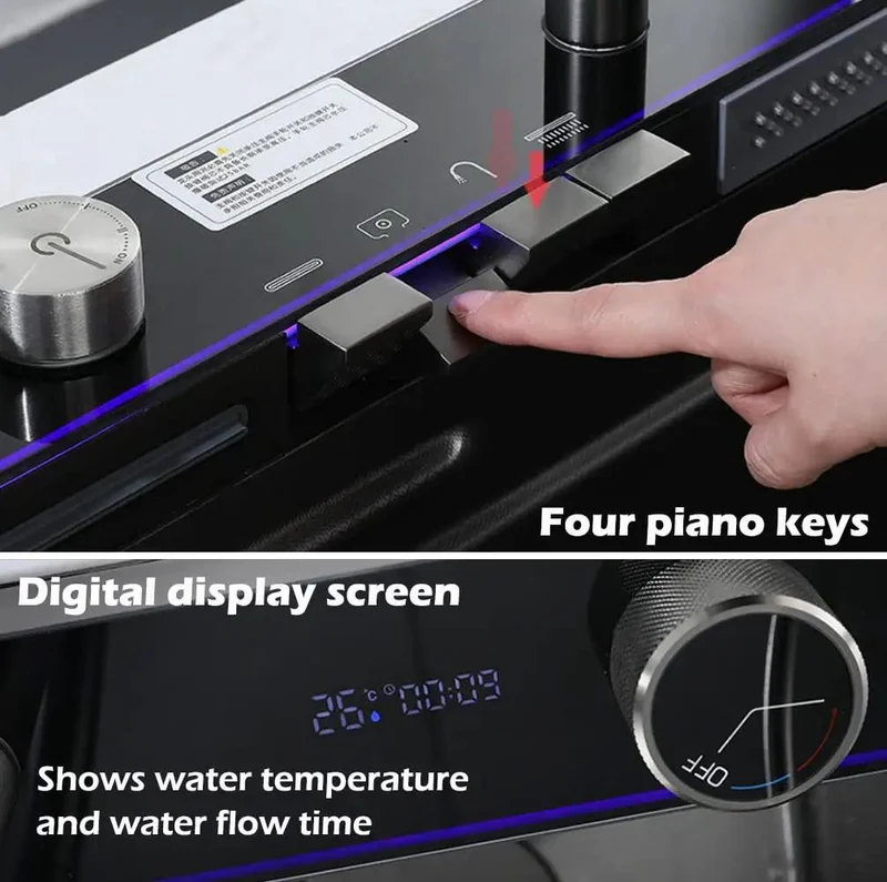 Top Shelf Smart Kitchen Faucet With Digital Temp Display And Dual Waterfall Streams Slim Grey Brushed Steel Five Flow Modes Straight Shooter Performance No Drip Hassle Install For Home Use