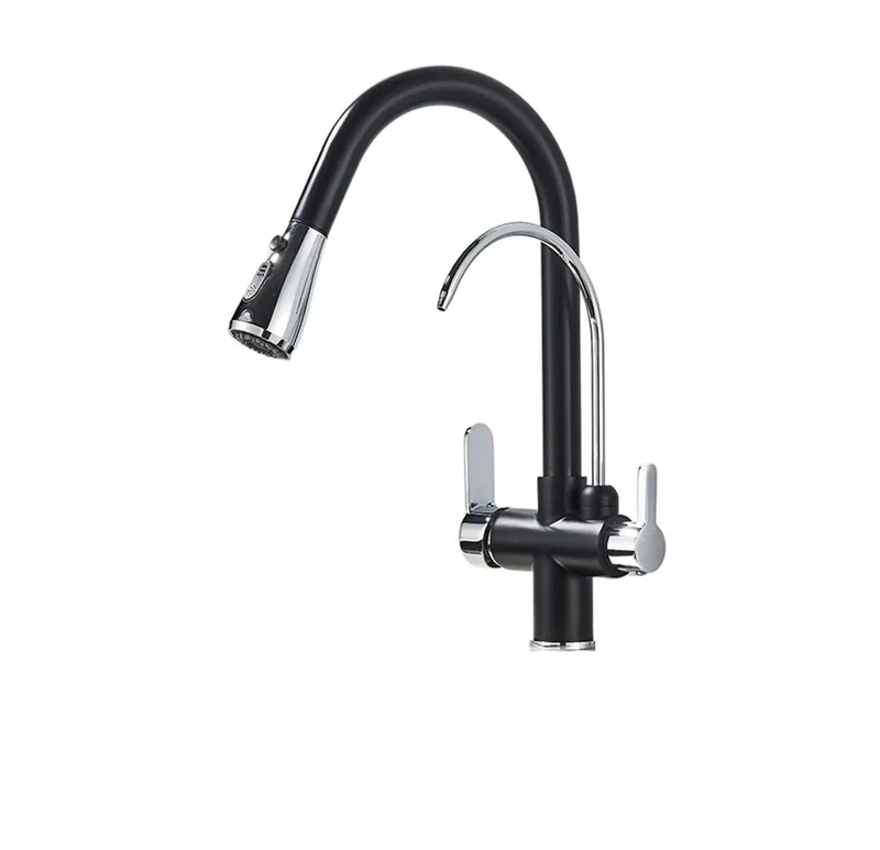 Top Shelf 360 Degree Rotating Kitchen Faucet With Super Slick Pull Out Sprayer Deck Mounted Hot Cold Filtered Water Mixer No Sweat Setup For Sleek Grey Sink Tap Home Upgrade Essential