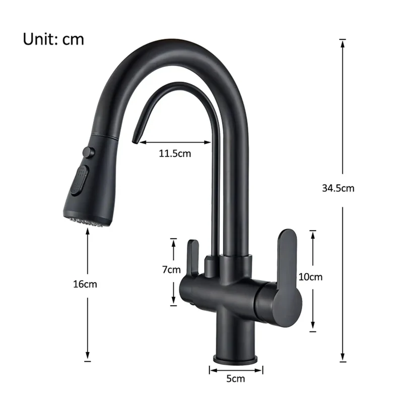Top Shelf 360 Degree Rotating Kitchen Faucet With Super Slick Pull Out Sprayer Deck Mounted Hot Cold Filtered Water Mixer No Sweat Setup For Sleek Grey Sink Tap Home Upgrade Essential
