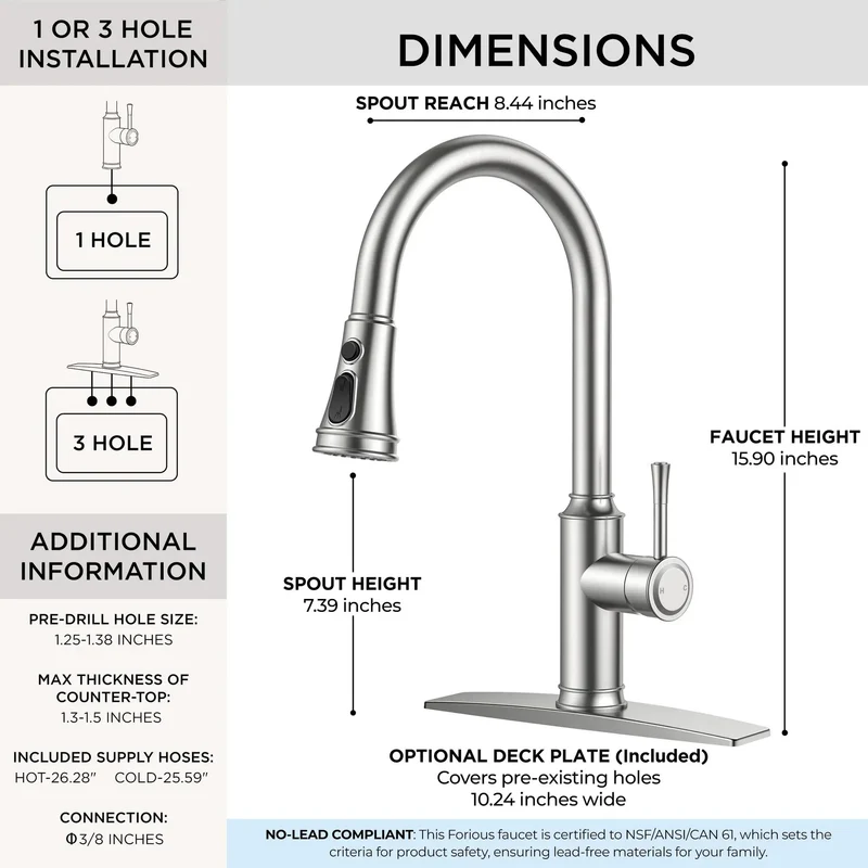 Top Notch Kitchen Sink Faucet With Pull Down Sprayer Delivering A Slick Vintage Vibe And Solid Lead Free Stainless Steel Build For Zero Drip Performance And Serious Water Savings All Day Long