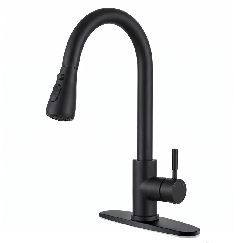 High Arc Kitchen Faucet With Pull Down Sprayer Matte Black Finish 360 Degree Swivel Spout 23 Inch Retractable Hose Top Shelf Heavy Duty Build Perfect For Kitchen Sink Bar And Rv Sink Full Range Reach
