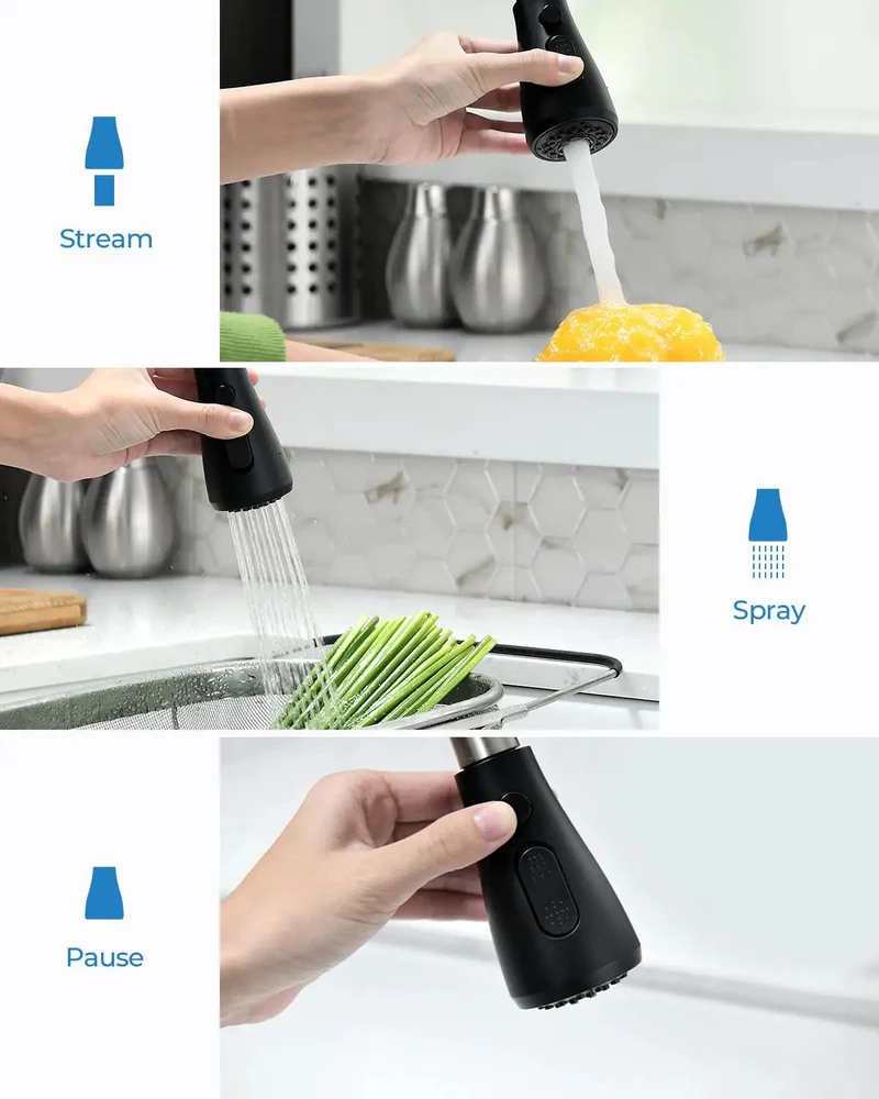 High Arc Kitchen Faucet With Pull Down Sprayer Matte Black Finish 360 Degree Swivel Spout 23 Inch Retractable Hose Top Shelf Heavy Duty Build Perfect For Kitchen Sink Bar And Rv Sink Full Range Reach
