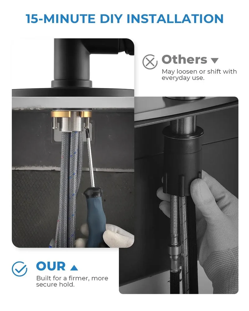 High Arc Kitchen Faucet With Pull Down Sprayer Matte Black Finish 360 Degree Swivel Spout 23 Inch Retractable Hose Top Shelf Heavy Duty Build Perfect For Kitchen Sink Bar And Rv Sink Full Range Reach