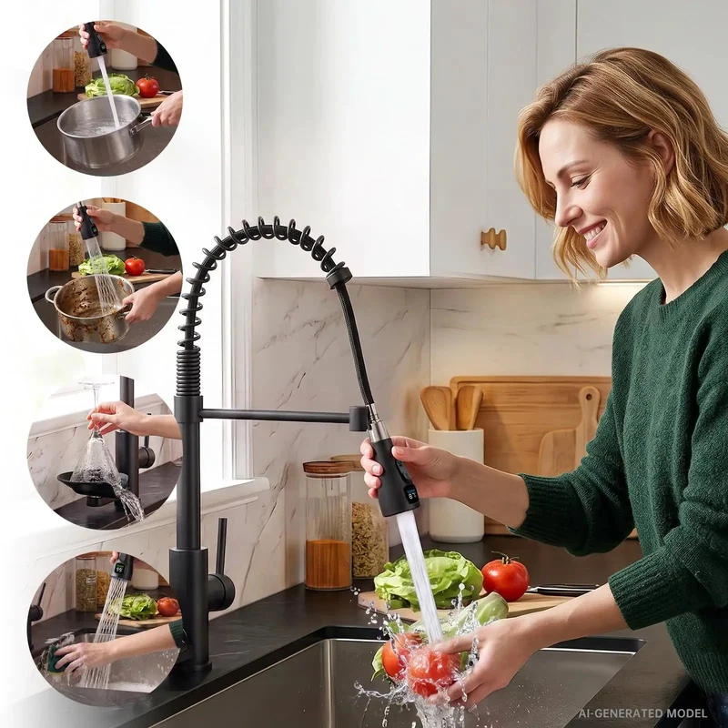 Commercial Grade Kitchen Workstation Faucet With Built In Glass Rinser And Sensor Led Cup Cleaner Pull Down Sprayer High Arc Profile Built Like A Tank Slick Finish Zero Hassle Install For Home Bars