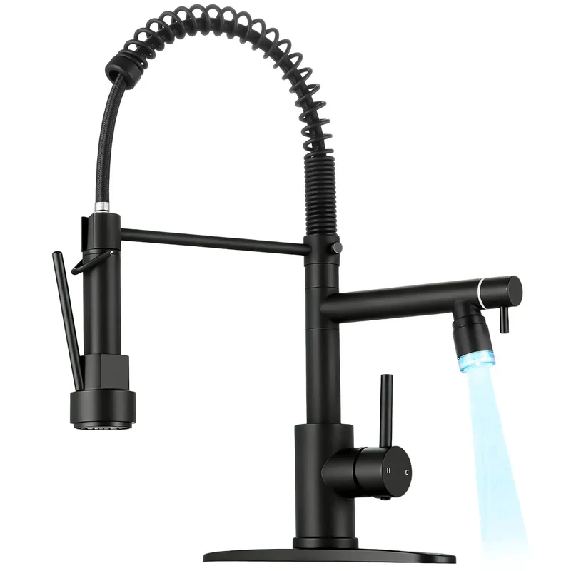 Dual Spray Kitchen Faucet With Pull Down Sprayer In Slick Matte Black Finish For No Sweat Install And Bang For Your Buck Performance Plus Led Temp Light Top Tier Home Pick