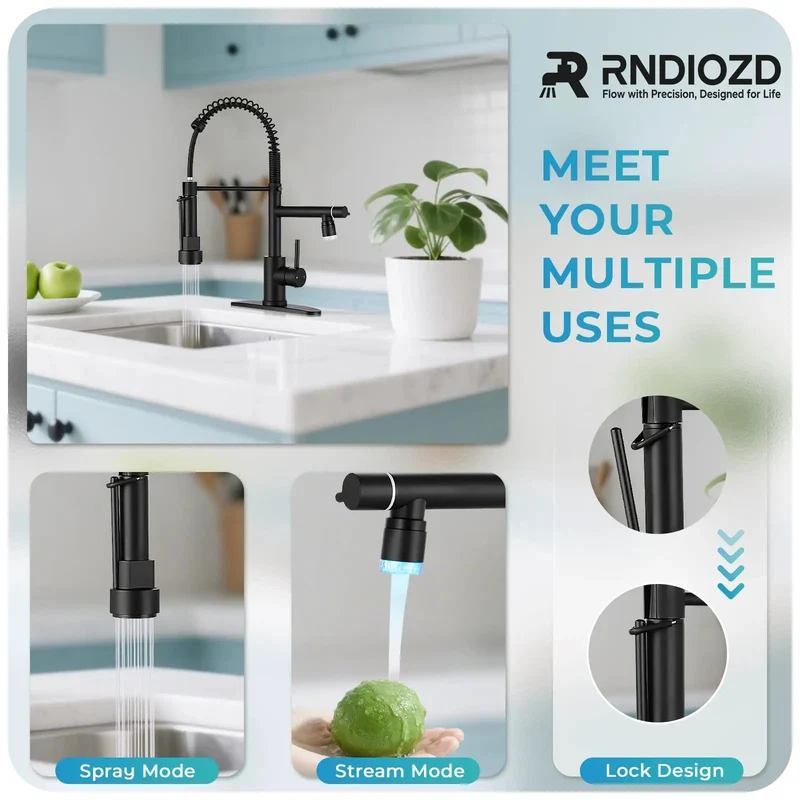 Dual Spray Kitchen Faucet With Pull Down Sprayer In Slick Matte Black Finish For No Sweat Install And Bang For Your Buck Performance Plus Led Temp Light Top Tier Home Pick