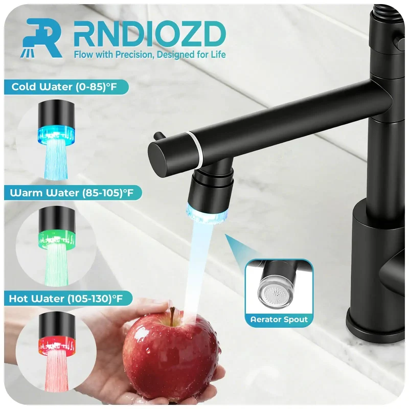 Dual Spray Kitchen Faucet With Pull Down Sprayer In Slick Matte Black Finish For No Sweat Install And Bang For Your Buck Performance Plus Led Temp Light Top Tier Home Pick