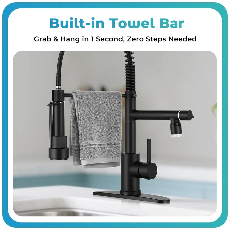 Dual Spray Kitchen Faucet With Pull Down Sprayer In Slick Matte Black Finish For No Sweat Install And Bang For Your Buck Performance Plus Led Temp Light Top Tier Home Pick