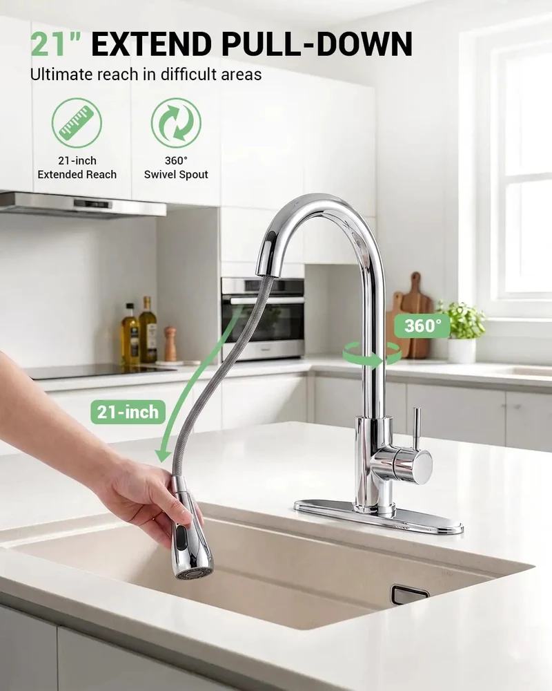 Smooth Operator Kitchen Faucet With Pull Down Sprayer In Brushed Nickel Featuring 3 Modes And A Slick 21 Inch Reach 360 Swivel For Ultimate Sink Coverage Perfect For Rv And Bar Setups You Will Love This Bad Boy For Years