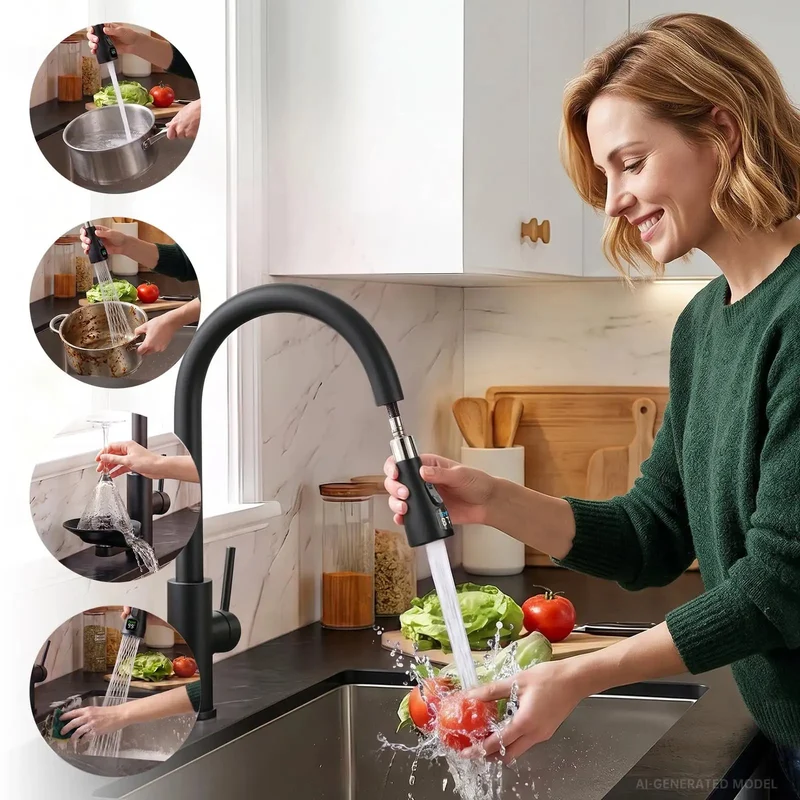 Top Tier Kitchen Workstation Faucet With Built In Glass Rinser And Slick LED Accent Featuring Pull Down Spray Wand High Arch Spout And Fast Cup Washer For No Fuss Cleanup
