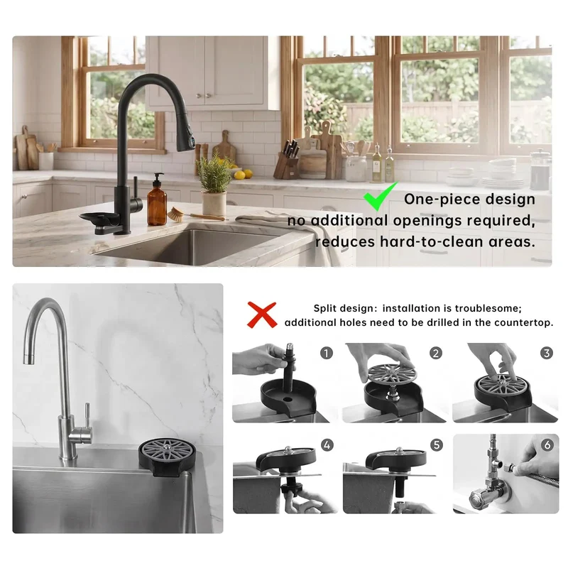 Top Tier Kitchen Workstation Faucet With Built In Glass Rinser And Slick LED Accent Featuring Pull Down Spray Wand High Arch Spout And Fast Cup Washer For No Fuss Cleanup