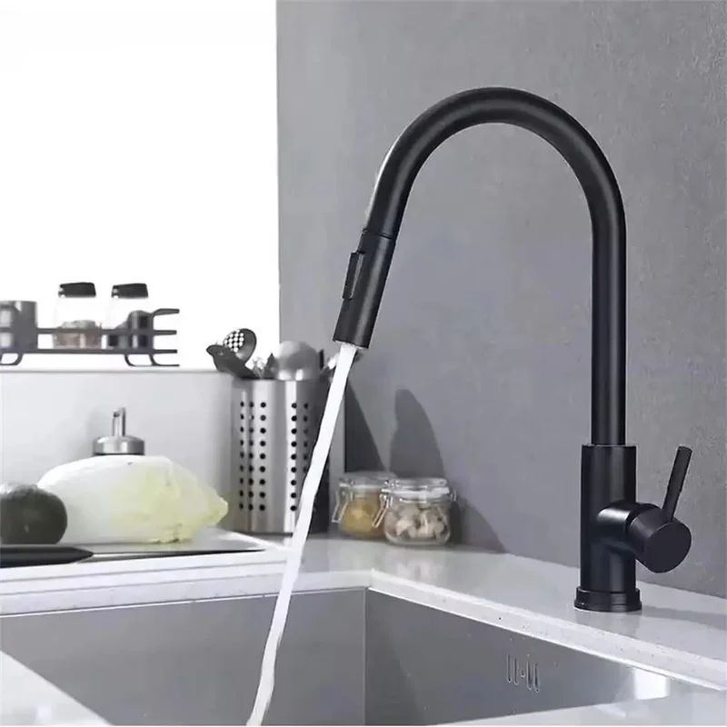 Premium Black Pull Out Kitchen Faucet Single Handle Deck Mounted Sink Tap Solid Brass Construction Ceramic Valve Rock Solid Design Zero Drip Seals Slick Swivel Spout Hella Durable Performance Top Shelf Finish Options Game Changing Flex