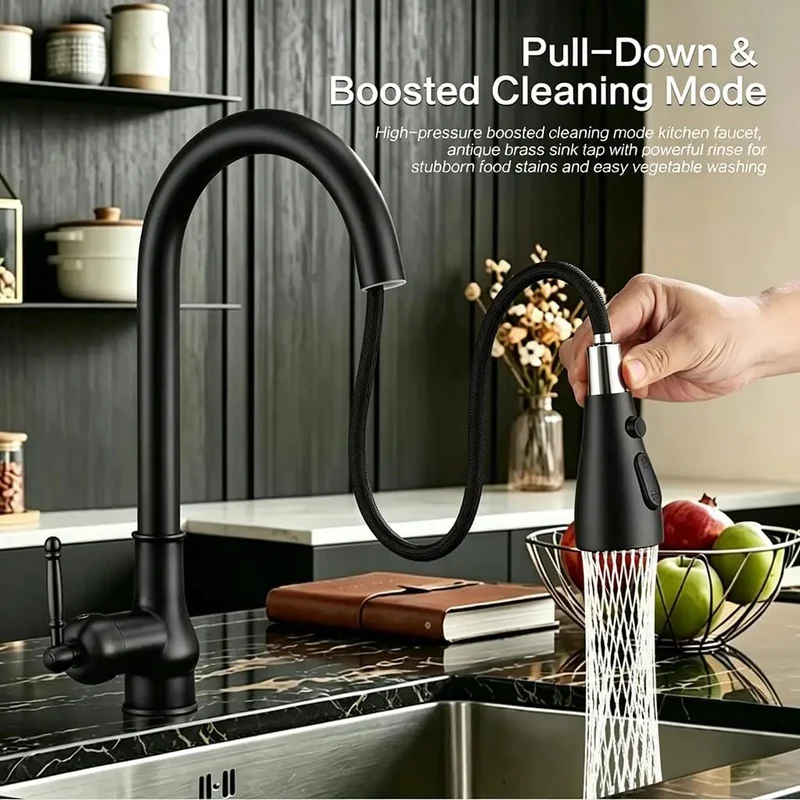 Smooth Operator Kitchen Faucet With Pull Down Sprayer And High Arc Single Handle Design Featuring A 23 Inch Retractable Hose And Full 360 Degree Swivel For No Sweat Deep Sink Cleaning In Any Home Or Camp Setup