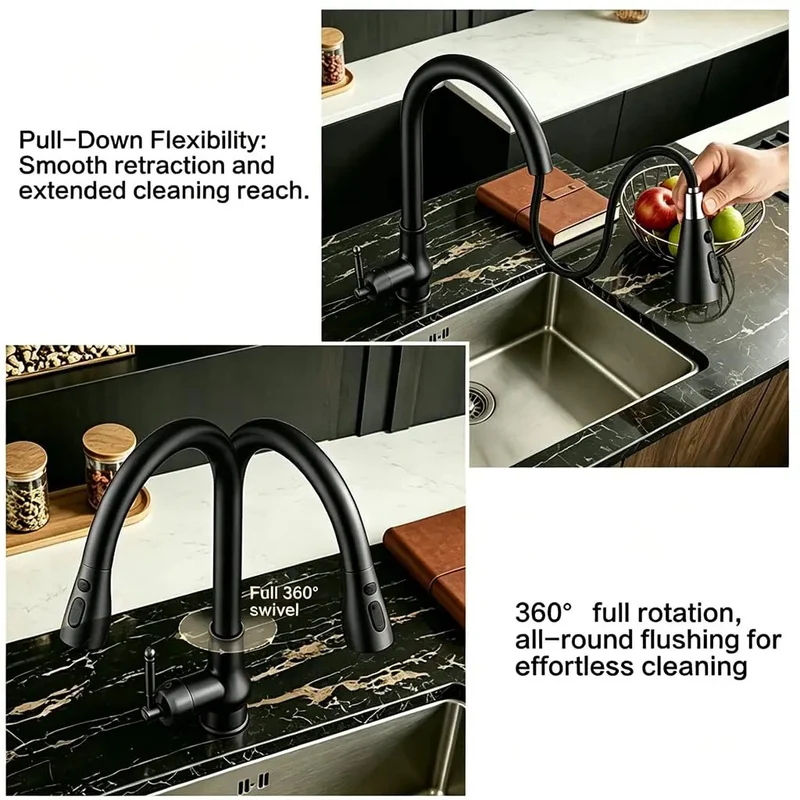 Smooth Operator Kitchen Faucet With Pull Down Sprayer And High Arc Single Handle Design Featuring A 23 Inch Retractable Hose And Full 360 Degree Swivel For No Sweat Deep Sink Cleaning In Any Home Or Camp Setup