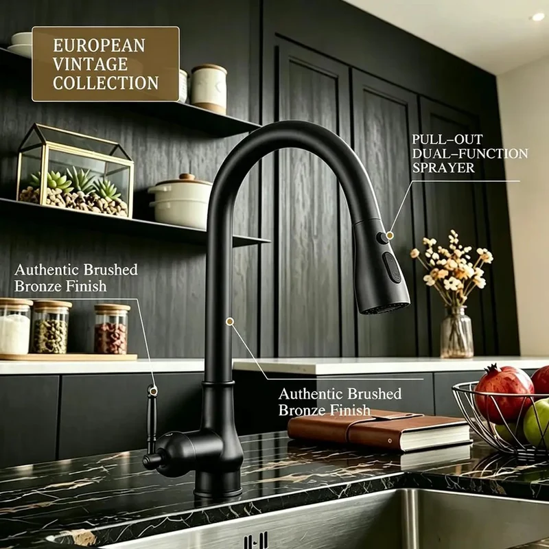 Smooth Operator Kitchen Faucet With Pull Down Sprayer And High Arc Single Handle Design Featuring A 23 Inch Retractable Hose And Full 360 Degree Swivel For No Sweat Deep Sink Cleaning In Any Home Or Camp Setup