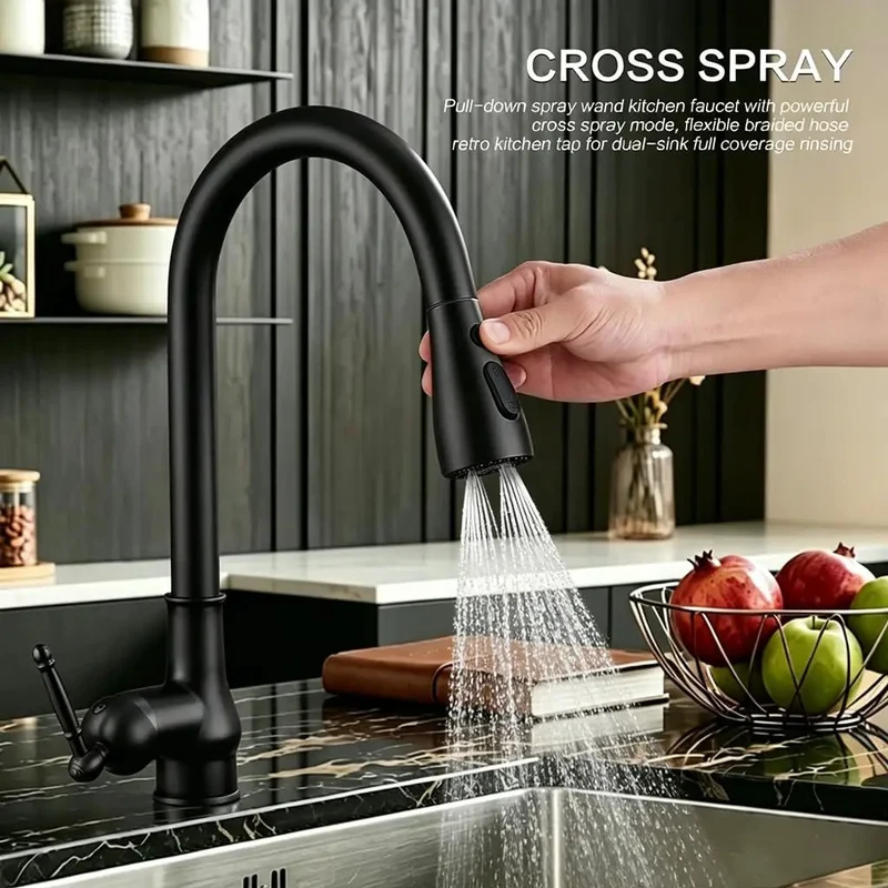 Smooth Operator Kitchen Faucet With Pull Down Sprayer And High Arc Single Handle Design Featuring A 23 Inch Retractable Hose And Full 360 Degree Swivel For No Sweat Deep Sink Cleaning In Any Home Or Camp Setup