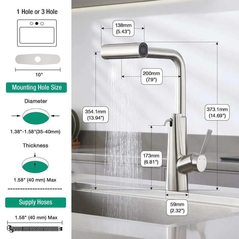 Killer Waterfall Kitchen Faucet With Soap Dispenser And Pull Down Sprayer Single Handle Brushed Nickel Stainless Steel Sink Tap For Bar Or Laundry Rooms Total Game Changer