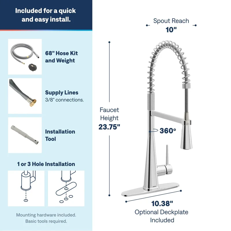 Slick Chrome Spring Pull Down Kitchen Faucet Bundle With No Stress Deck Mount Soap Dispenser Equipped With A Heavy Duty Pull Out Spray Wand For Dead Simple Cleanup And Top Tier Results