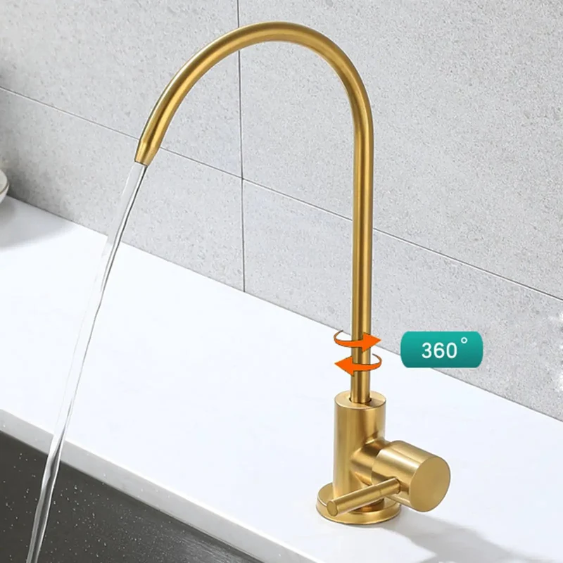 Slick Gold Stainless Steel Drinking Water Filter Purifier Faucet for Kitchen Sink Bullyproof Rust Resistant No Sweat Easy Drill Install Pro Grade Tap for Healthy Family Sip Sweet Upgrade