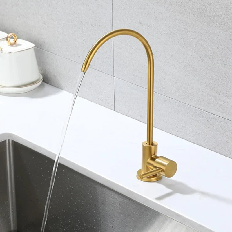 Slick Gold Stainless Steel Drinking Water Filter Purifier Faucet for Kitchen Sink Bullyproof Rust Resistant No Sweat Easy Drill Install Pro Grade Tap for Healthy Family Sip Sweet Upgrade
