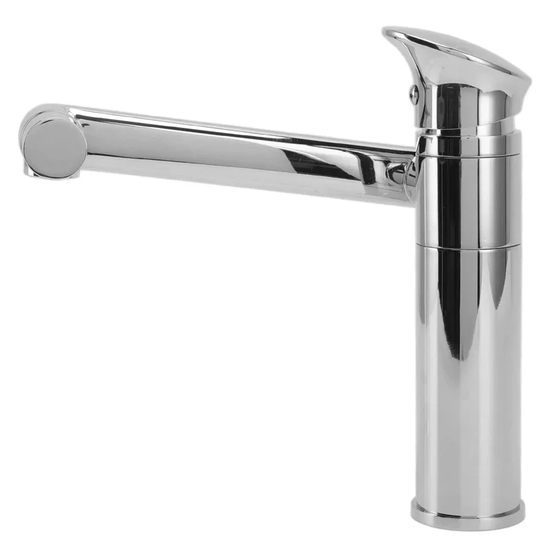 Slick Metal Crossbar Kitchen Sink Faucet With Detachable Spray Hose Single Hole Basin Tap Featuring Spacious Storage Shelf For Low Stress Daily Washing