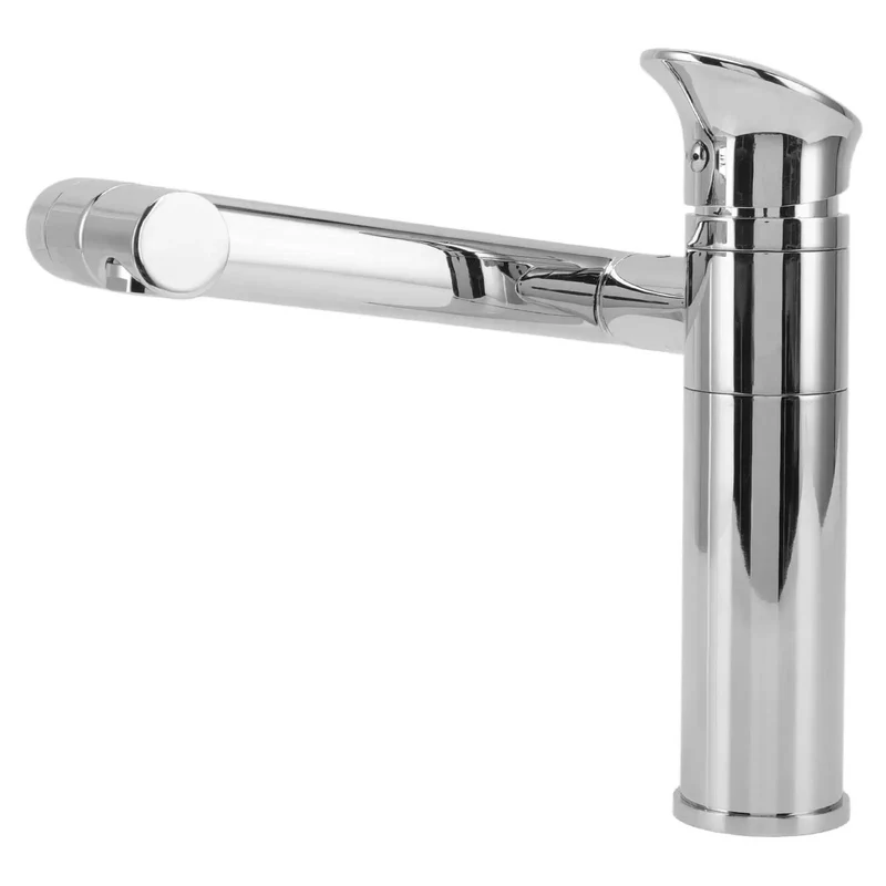 Slick Metal Crossbar Kitchen Sink Faucet With Detachable Spray Hose Single Hole Basin Tap Featuring Spacious Storage Shelf For Low Stress Daily Washing