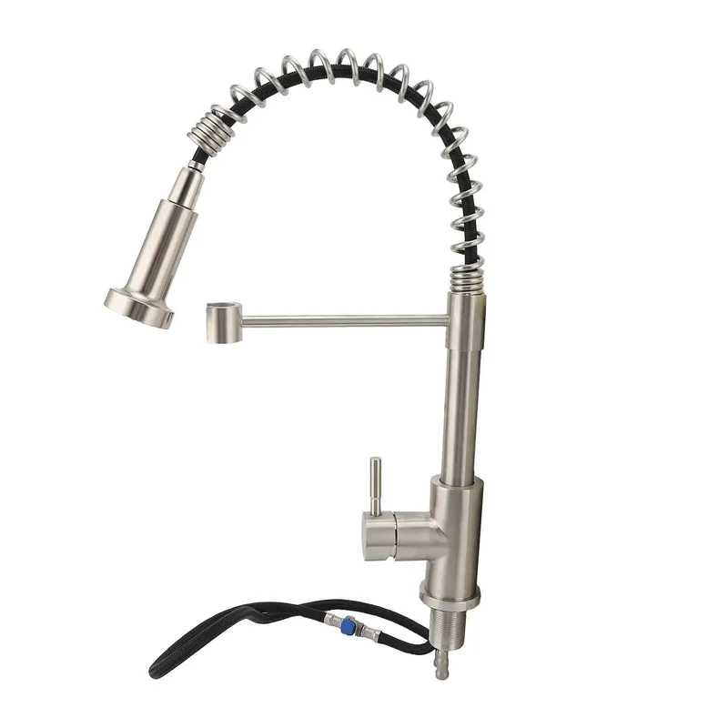 Heavy Duty 304 Stainless Steel Kitchen Faucet Featuring A Slick Swivel Gooseneck Plus Extended Spray Hose For Serious Sink Cleanup And Zero Hassle Bar Install