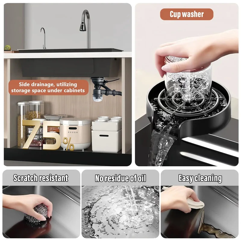 Top Tier Stainless Steel Kitchen Sink 30 By 20 Inches With 360 Swivel Faucet And Matte Black Cutting Board Included Slick Finish For No Sweat Cleanup And Heavy Duty Use