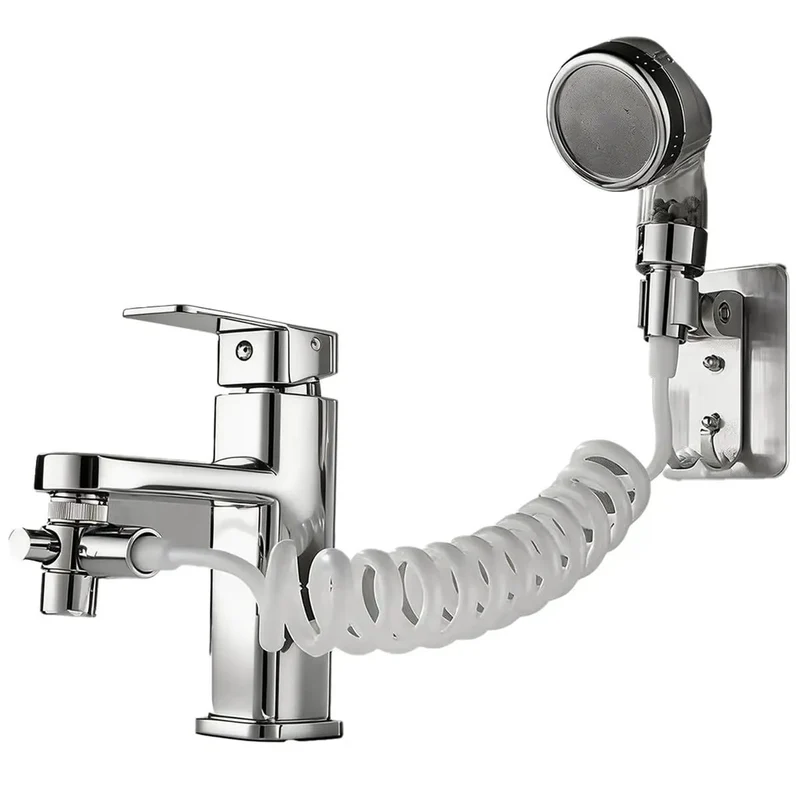 Universal Pull Down Kitchen Faucet Sprayer Attachment With Flexible Hose And Dual Mode Stop Button For Smooth Sink Water Control Pet Grooming Cleaning Totally Hassle Free Quick Swap