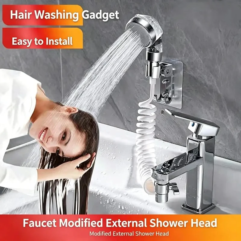 Universal Pull Down Kitchen Faucet Sprayer Attachment With Flexible Hose And Dual Mode Stop Button For Smooth Sink Water Control Pet Grooming Cleaning Totally Hassle Free Quick Swap