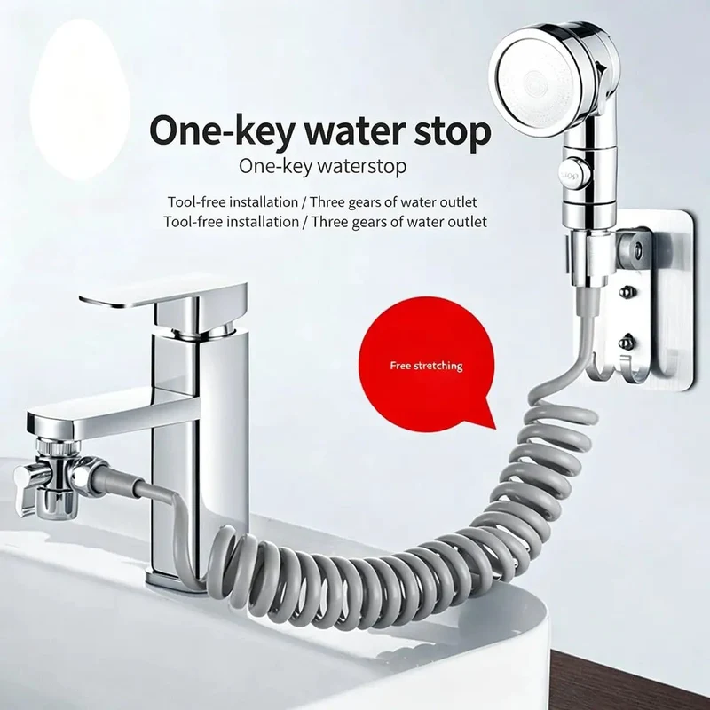 Universal Pull Down Kitchen Faucet Sprayer Attachment With Flexible Hose And Dual Mode Stop Button For Smooth Sink Water Control Pet Grooming Cleaning Totally Hassle Free Quick Swap