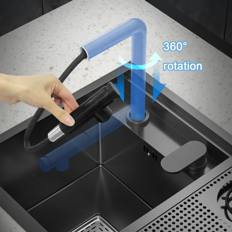Top Notch Stainless Steel Kitchen Sink Faucet With Slick Pull Down Sprayer No Hassle Setup Durable Hot Cold Mixer Tap Snug Fit Design Legit Quality Build Perfect For Any Home
