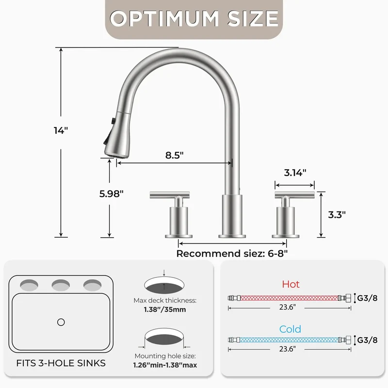Top Notch Dual Handle Kitchen Faucet With Pull Down Sprayer Brushed Nickel Finish 3 Way Stream Spray Pause Switch No Fuss Design And Breezy Setup For Busy Kitchens