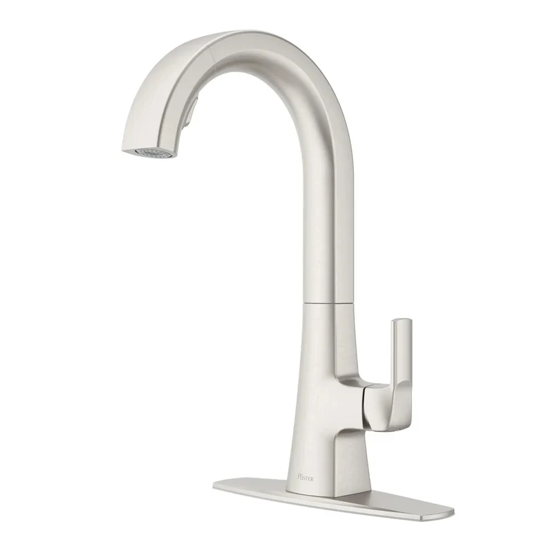 Top Shelf Kitchen Faucet With Pull Down Sprayer In Stainless Steel Finish Featuring A High Arc Spout Dual Stream And Spray Switches And A Rock Solid Self Aligning Head For Hassle Free Prep Work In Any Modern Home Kitchen Setup