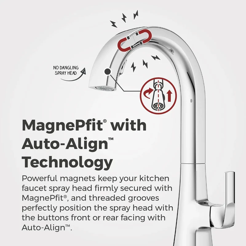 Heavy Duty High Arc Kitchen Faucet With Slick Chrome Polish Pull Down Handheld Sprayer Featuring Rock Solid Magnetic Dock Auto Align Tip And Fast Stream Spray Switch For Busy Counter Top Cooking