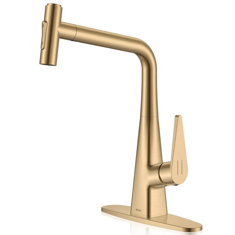 Straight Up Lead Free Certified Single Handle Kitchen Faucet With Pull Down Sprayer In Refined Champagne Bronze Finish Built Tough For The Daily Grind And Modern Home Upgrades