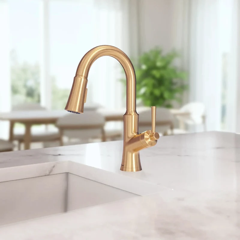 Transitional Pull Down Kitchen Faucet With Magnetic Hand Sprayer And Single Lever Handle In Sleek Brushed Bronze Finish Swivels Like A Champ For Zero Fuss Cleaning And Smooth Water Flow Flex That Wins Every Day